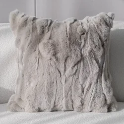 Real Rex Fur Patchwork Sofa Cushion Cover, CX-D-27C, New Products, Free Shipping