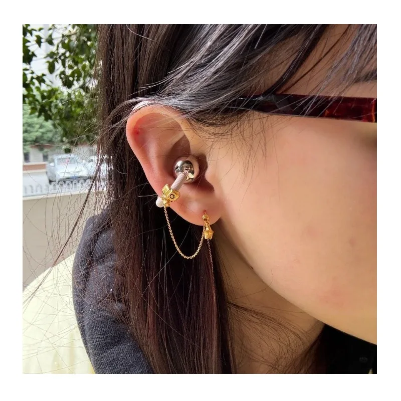

The Same Ear Clip Cable Chain in Jindian Is Suitable for Huawei Earphones, Gold Anti-lost Earrings, and One Multi-belt Female.