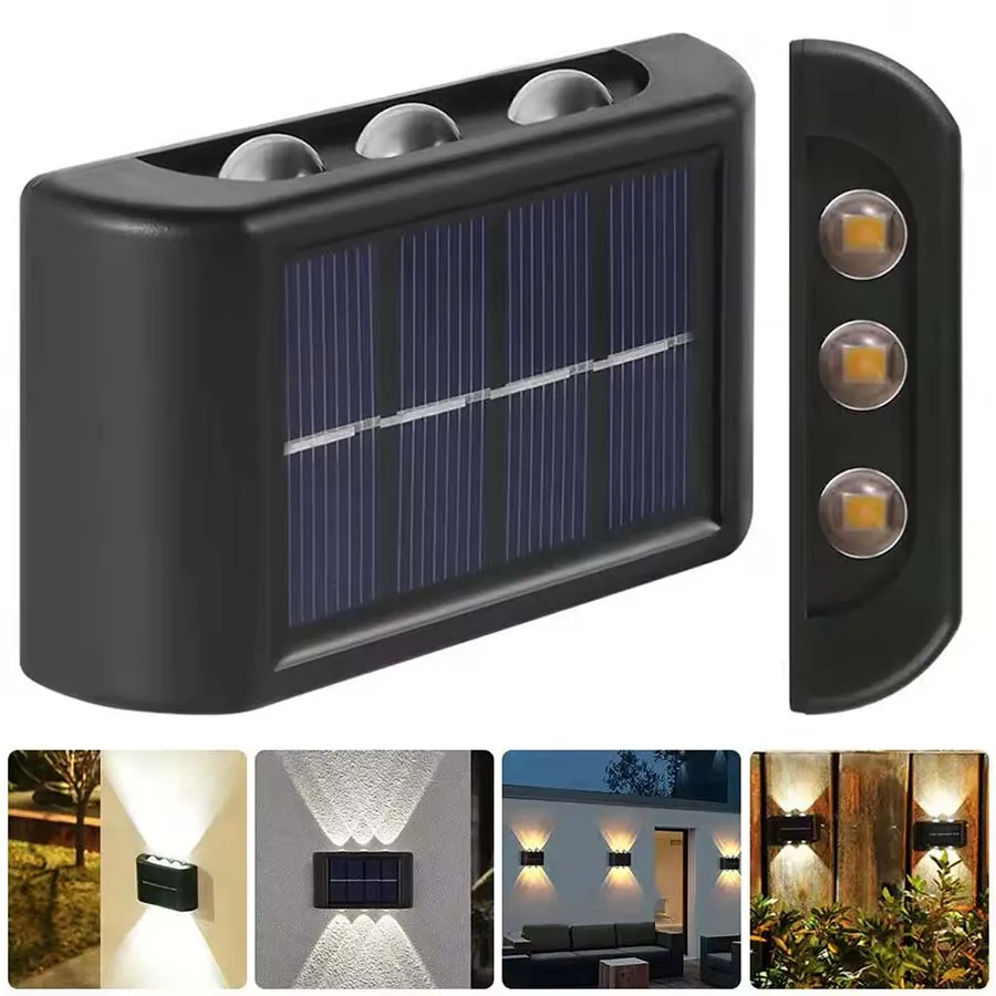 Solar Wall Lamp Outdoor LED Warm Light Waterproof Up And Down Luminous Lighting Balcony Yard Garden Decoration Lights