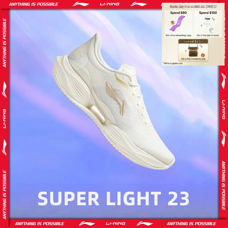Li-Ning Women's SUPER LIGHT 23 Light Running Shoes BOOM FIBER Breathable Durable Stable LiNing Daily Jogging Sneakers ARBW018