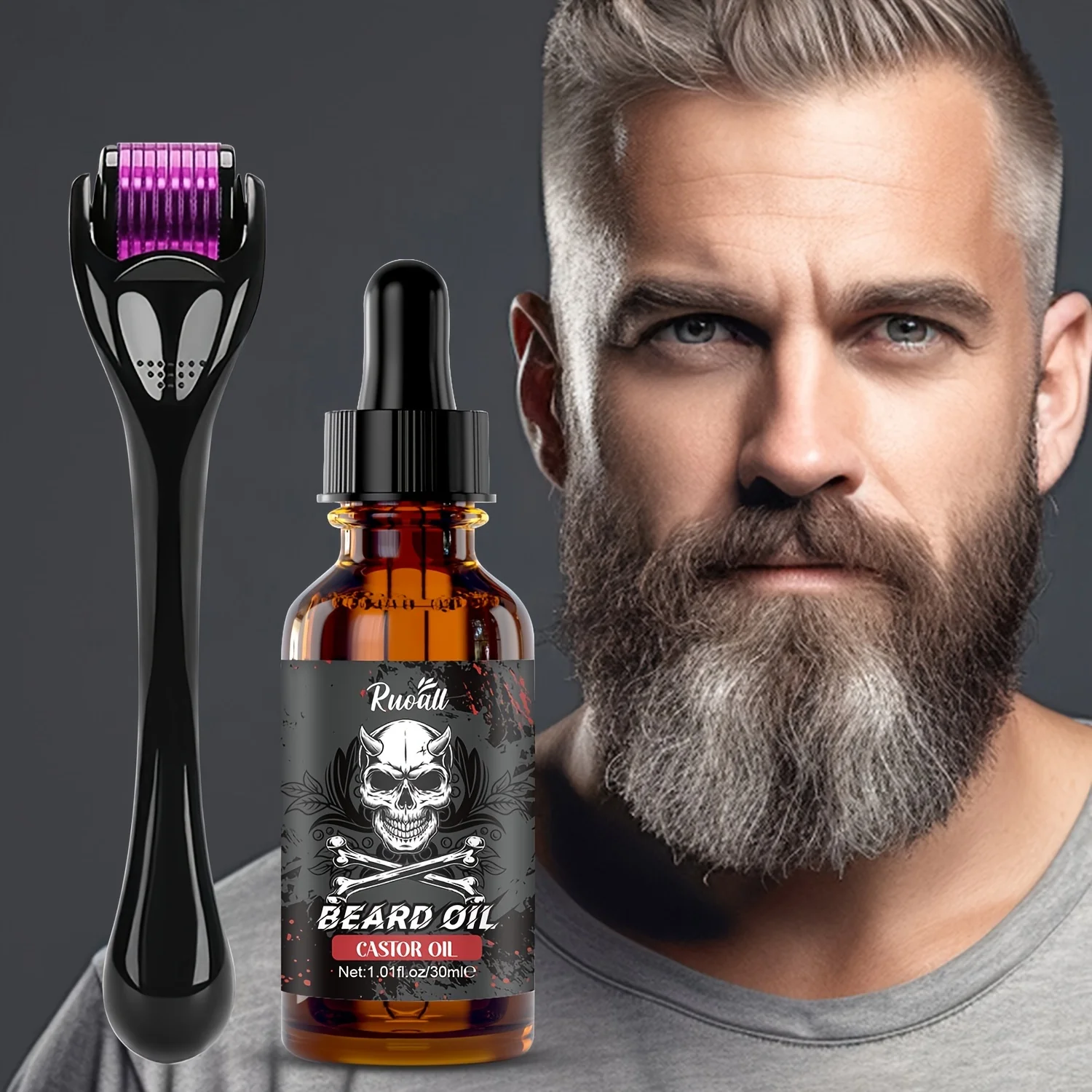Beard Essential Oil Rich in Castor Oil, Beard Growth and Grooming Soften Nourish Beard Care Roller Needle Length Less Than 0.25m