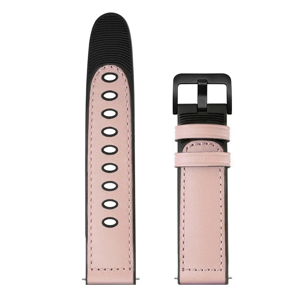 Leather+Silicone Strap for Huawei Watch 3/4 Samsung Galaxy Watch 6/5/4 Men/Women Replacement Bracelet Belt for Amazfit GTR/GTS 4