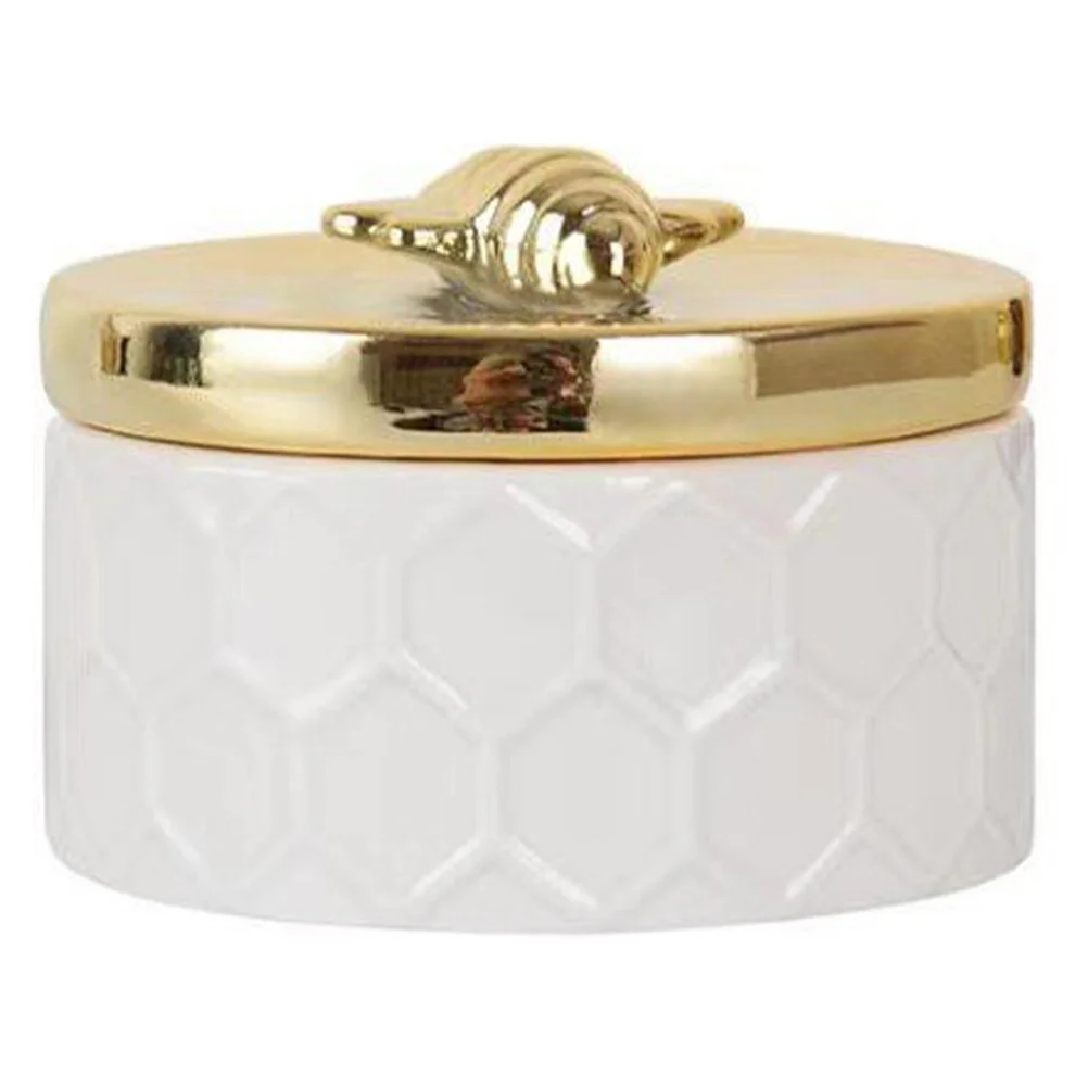

Ceramic Jewelry Box with Bee Lid Decorative Jewelry Storage Container Trinket Holder for Bedroom Room
