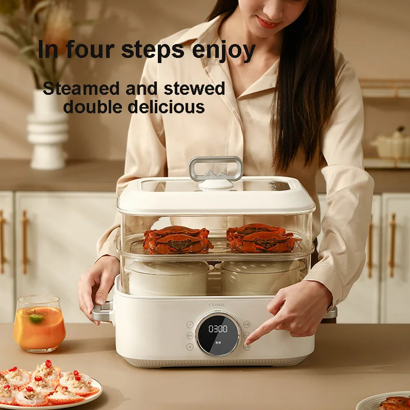 Multi Function Electric Steamer Household Bookable And Scheduled Auto Heat Preservation Electric Cooking Pot With Steamer Grid 