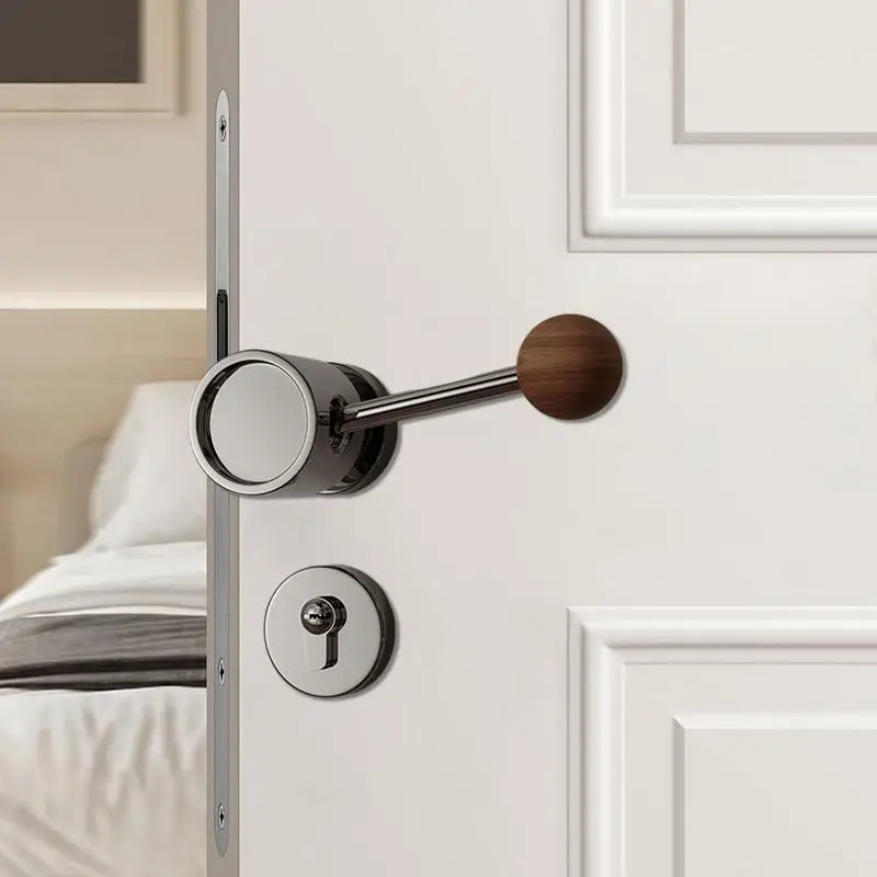 Door Locks For Bedrooms Mute Privacy Door Handle Modern Security Door Bar Rocker-Type Door Knobs Interior With Lock For Bedroom