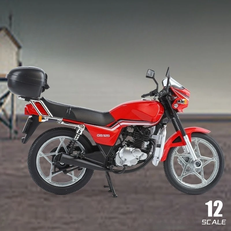 1:12 GS125 Motorcycle Alloy Diecast Model Car Sound Light Collection Hobby Gift Home Display Birthday Gift
