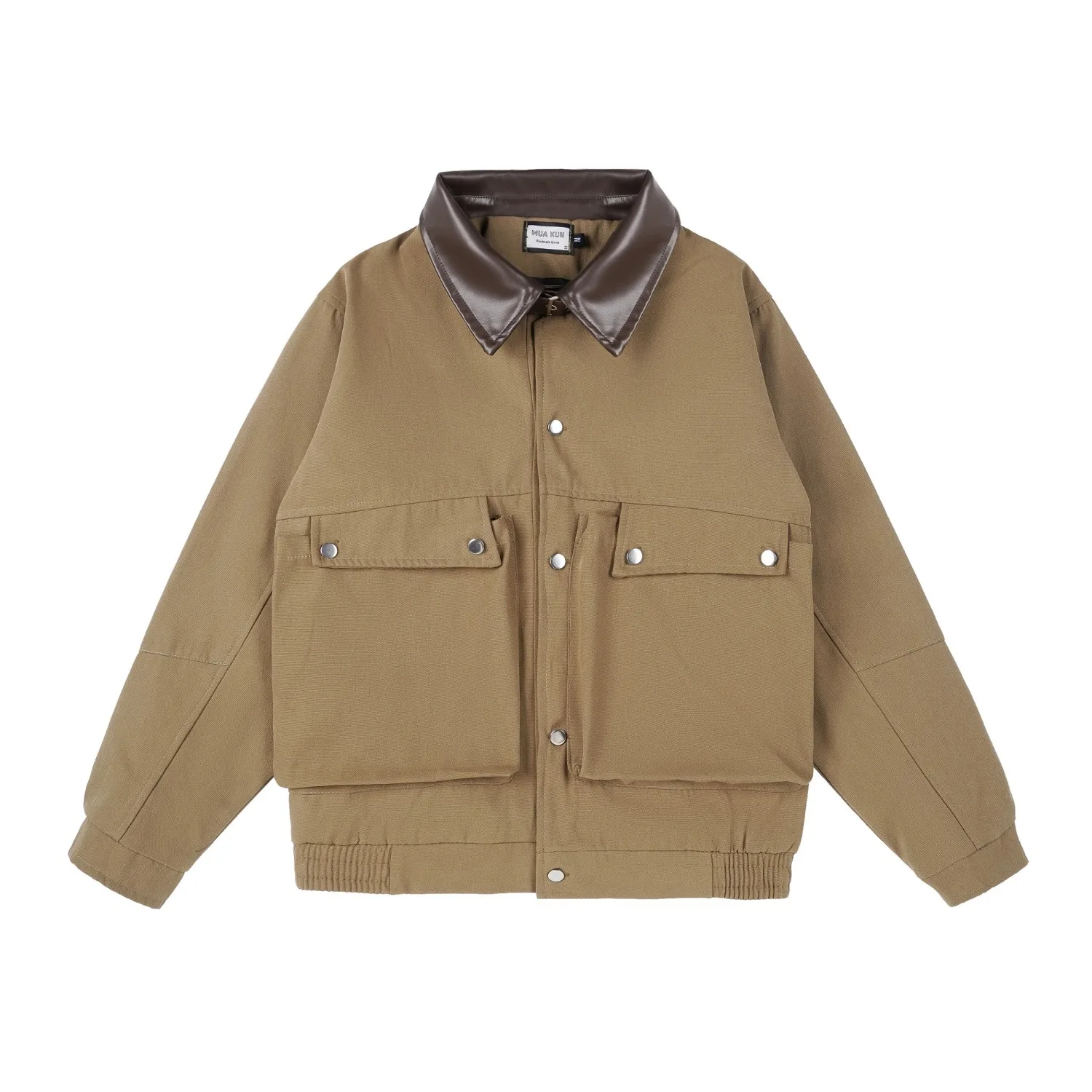 

American Retro Workwear Jaet Men's Casual Loose Fit Plaid Collar Coat Spring Autumn New Sle ket Detail Polyester Fiber