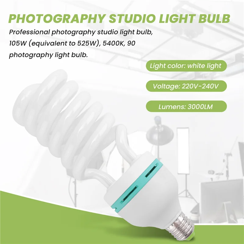 ABNP 105 Вт (525 Вт Equiv) 5500K Лампа дневного света для фотосъемки E27 с фитингом CFL