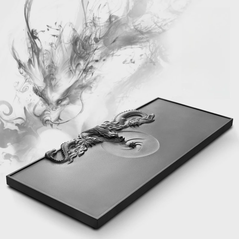 

Каменный прямоугольный поднос для чая с дренажем, большой, китайский, черный, для сервировки, для гостеприимства, для чайной церемонии, подставки для чашек, посуда для чая