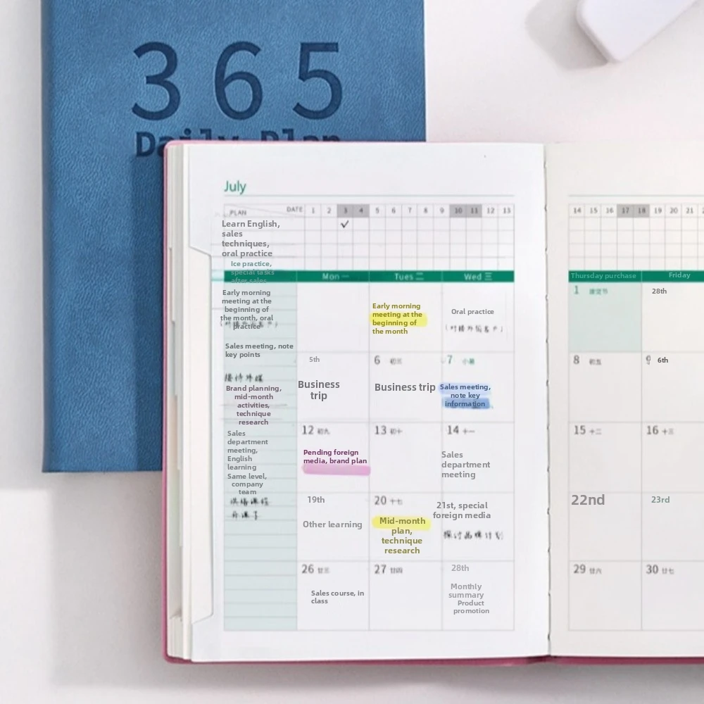 Time Efficiency Portable 2027 Planner 400 Pages Notebook 365 Daily Planner Hardcover Pocket Schedule Book Weekend Combined