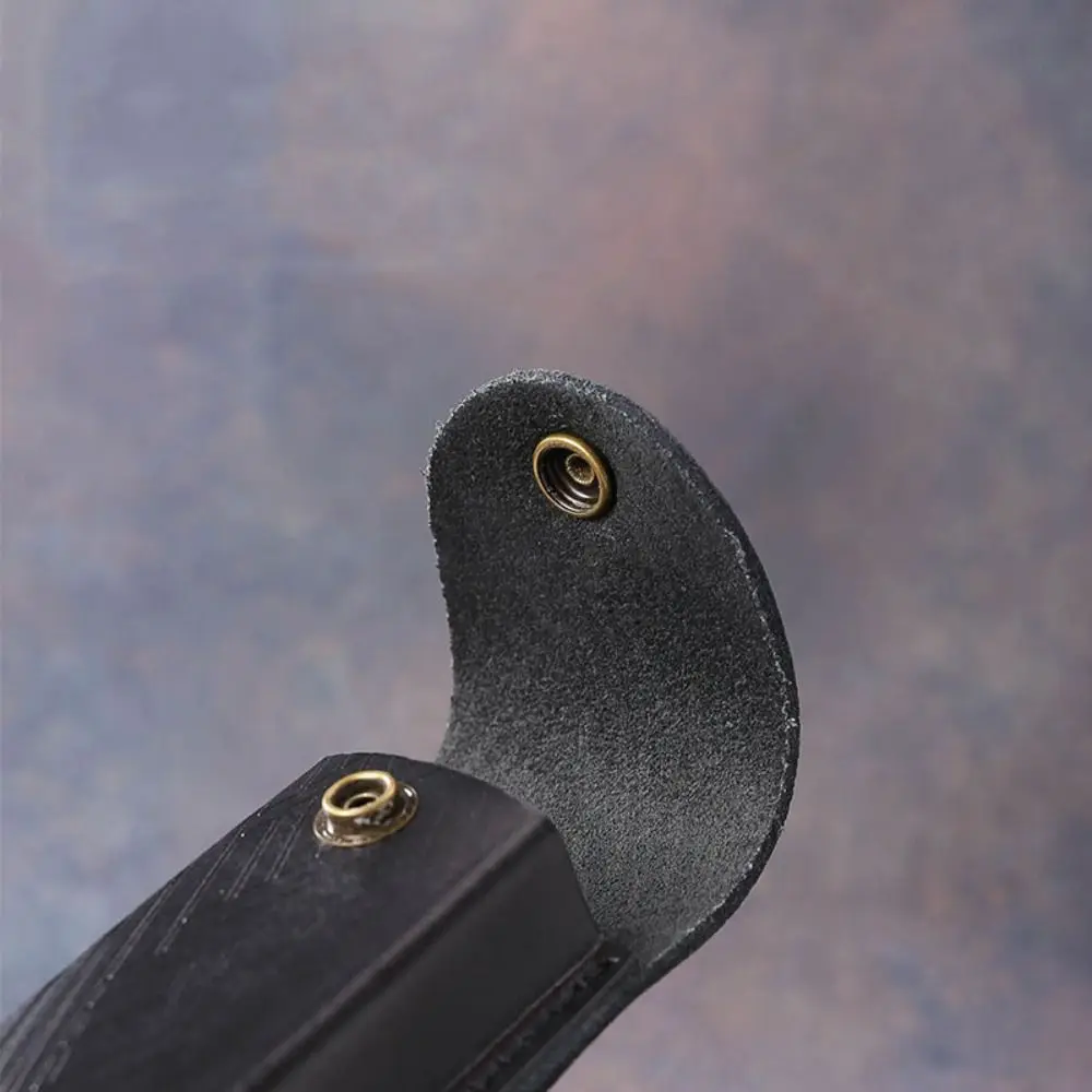 Funda para cuchillo de cintura negra plegable de cuero para exteriores - imagen 4