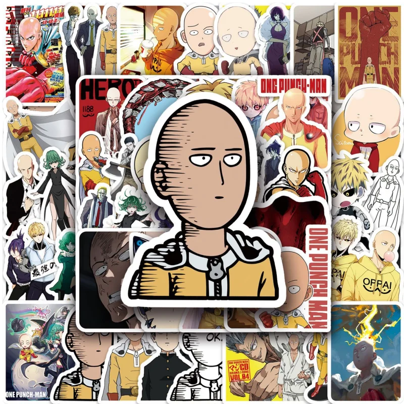 57 Pcs One Punch Man Anime Sticker Suitcase Water Cup Stationery Mobile Phone Car Scooter Laptop Refrigerator Decoration Sticker