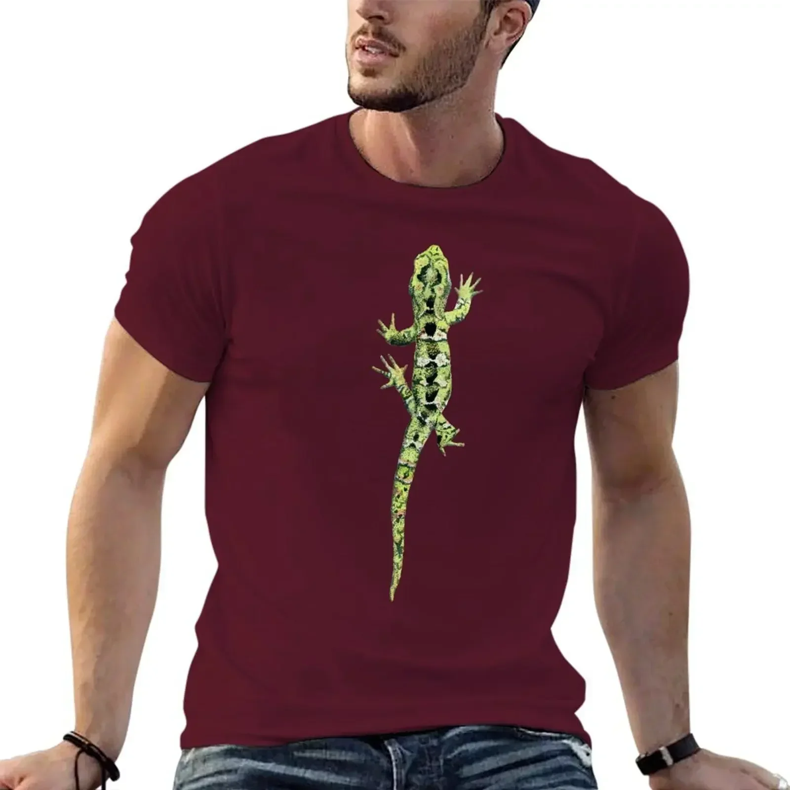 mens summer Tops Hattori  Classic harajuku New Zealand Rough Gecko (Naultinus rudis) Aesthetic clothing Blouse Men's clothing