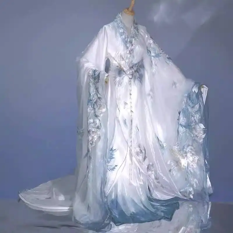 

Женская рубашка Hanfu 2026, летняя стильная крутая рубашка Feng Ci Yu с тяжелой вышивкой и длинными рукавами, юбка длиной до талии, костюм для косплея