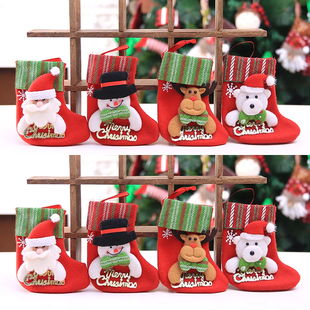 

12pcs Christmas Stockings Felt Hanging Decor For Tree Fireplace Door Window Wall Home Party Xmas Decorations Gifts