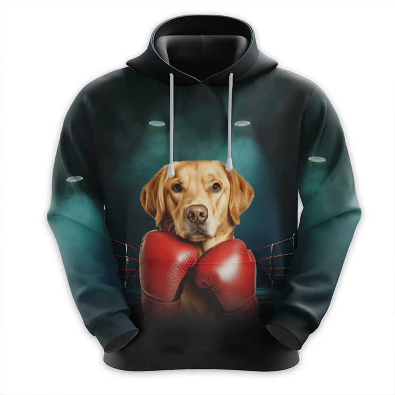 Funny Boxer Dog 3D Printed Hoodies For Men Clothes Cute Chihuahua Corgi Sweatshirts Puncher Dogs Pullovers Fighting Gym Hoody