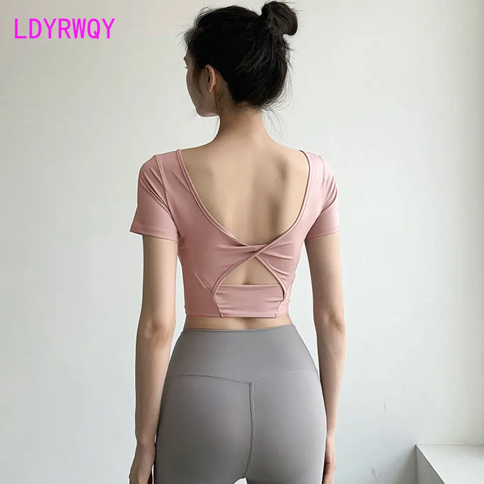 Gym clothes women\'s summer new slim slim short T-shirt professional training yoga wear top