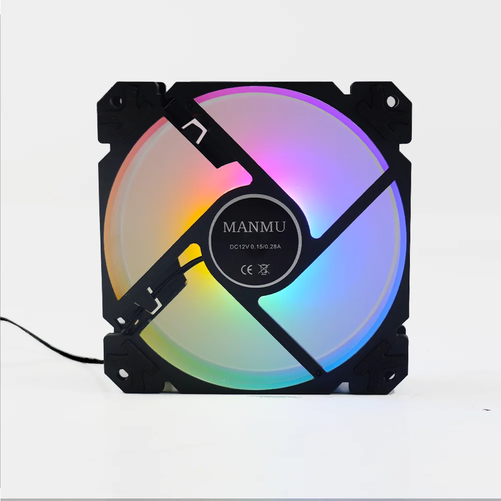 MANMU Case Fan Rainbow Rgb Komputer Gaming Fan Cooler Fan Untuk Pc Rgb 2pin untuk Casing Komputer