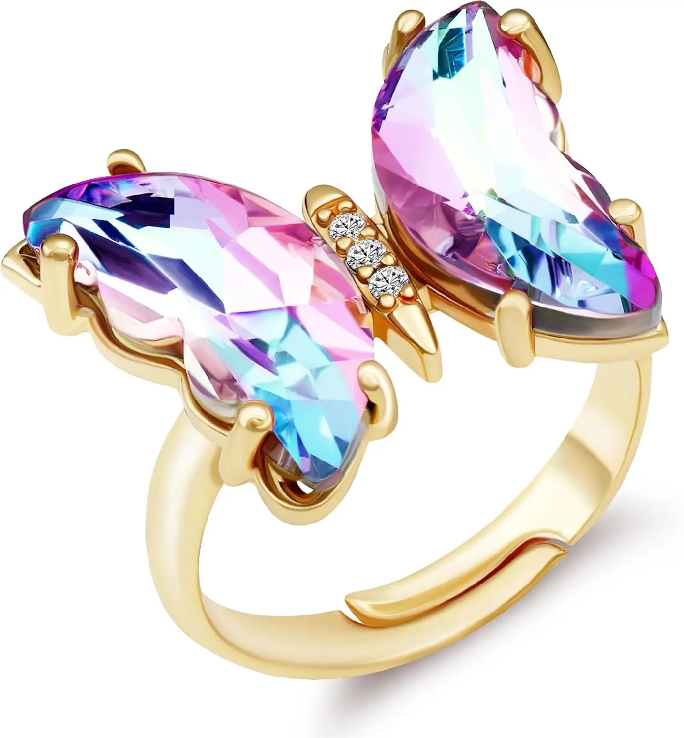 

Набор украшений Miss Right Butterfly Crystal: колье с бабочкой, серьги-гвоздики, браслет-боло, регулируемое кольцо для женщин, переливающийся цвет