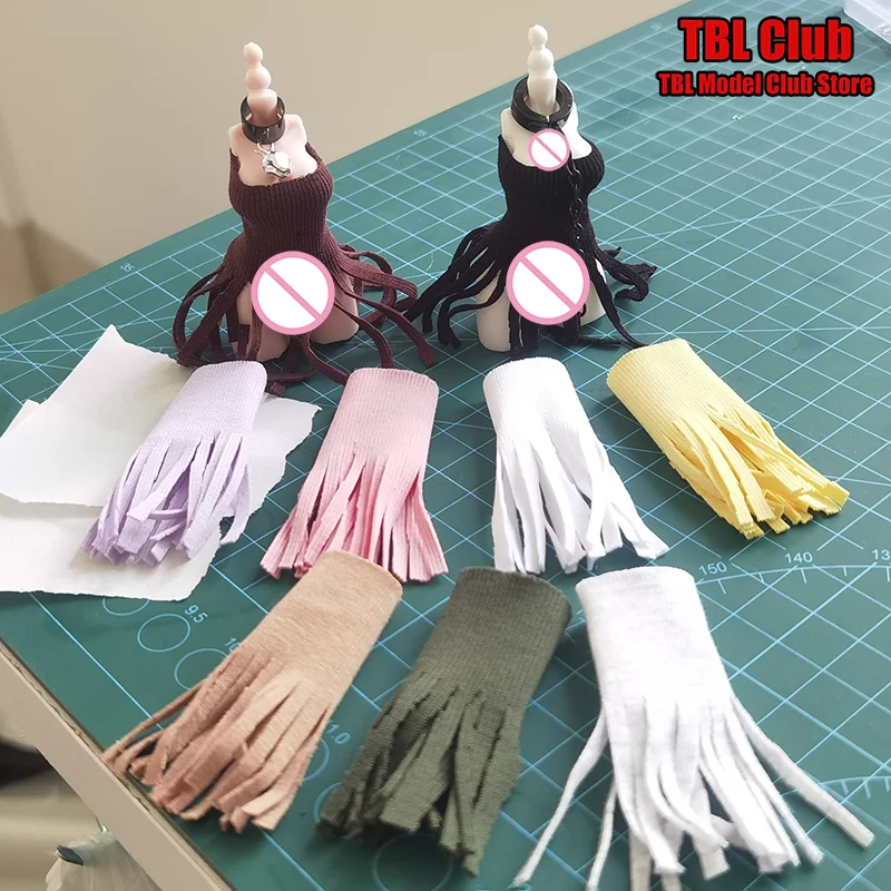 

1/12 Scale Tube Top Fringe Dress Black Dot Irregular Stockings Female Clothes For Snail Shell 6-inch Action Figure Soldier