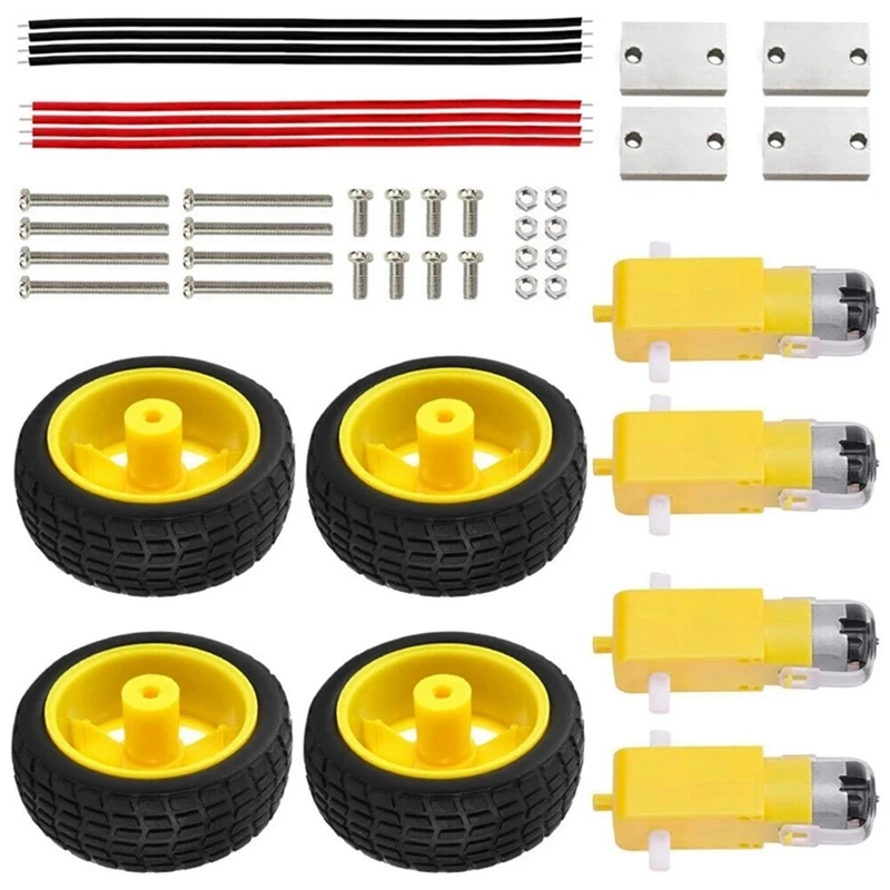 

Комплект Шестерни + мотор + резиновое колесо для самостоятельной сборки, комплект электрических колес для умного автомобиля-робота, для UNO 4WD, Arduino, для умного робота