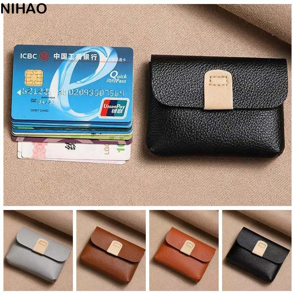 

Solid Color Short Coin Purse Large Capacity Waterproof Small Leather Wallet Storage Bag Earphone Bag ID Credit Card Holder