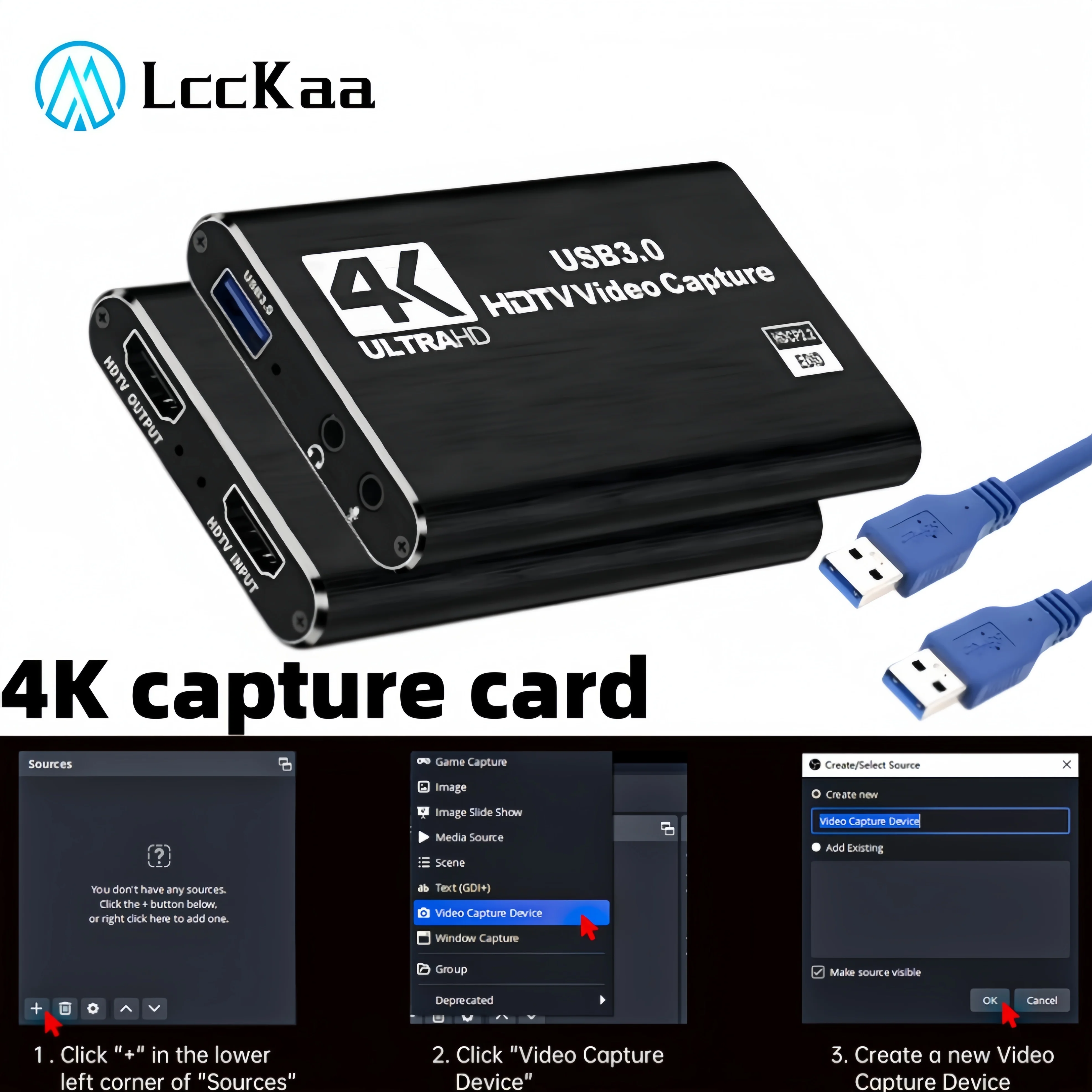 4K USB3.0 Video Capture Card 1080P 60fps HDMI Loop Out Audio Video Grabber for PS5 Switch Xbox 0BS Game Live Streaming Recording