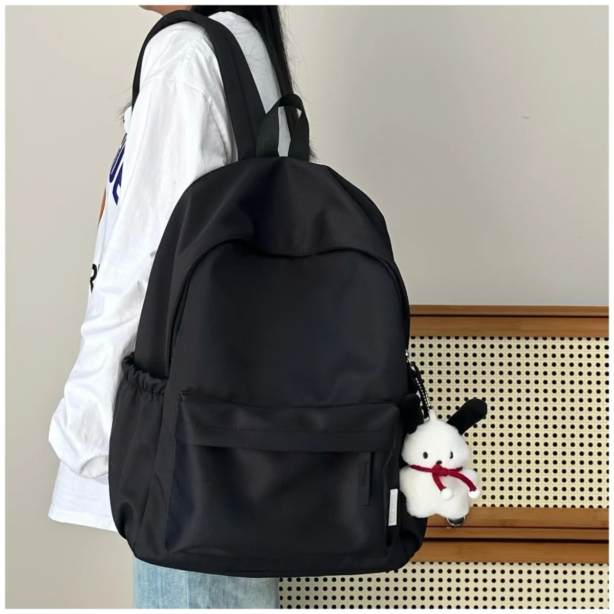 High Looks, Simple, Versatile, Solid Color College Backpack, Female Ins, High School Backpack
