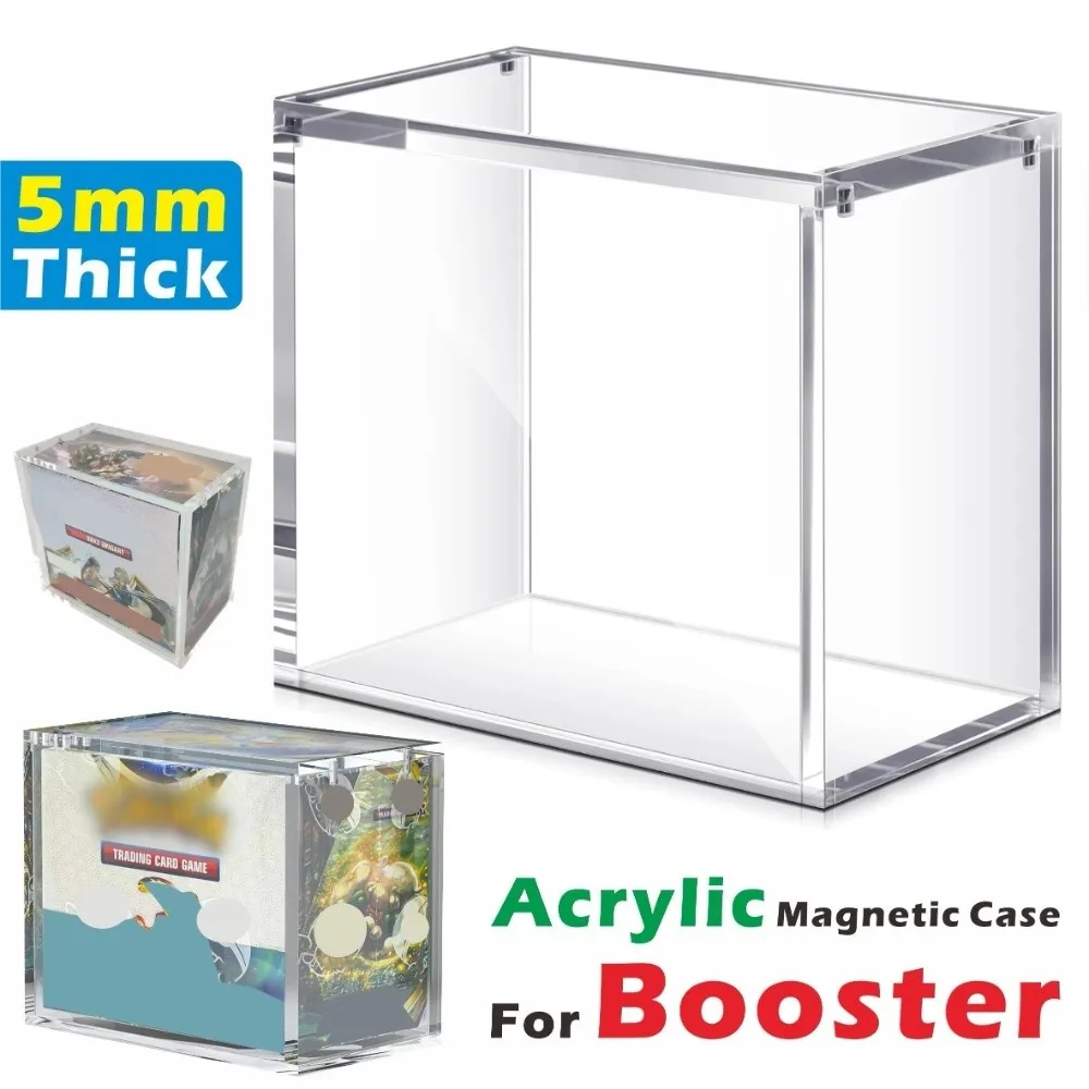 

Прозрачная акриловая коробка для игровых карт, защитные чехлы, магнитная застежка, легкое загрузочное хранилище игровых карт для коробок с английским бустером