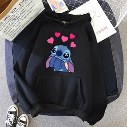 90s Grunge Funny Y2k Christmas Sweatshirt Lilo Stitch Disney Cartoon Hoodies Women Cute Stitch Anime Manga Hoody Female