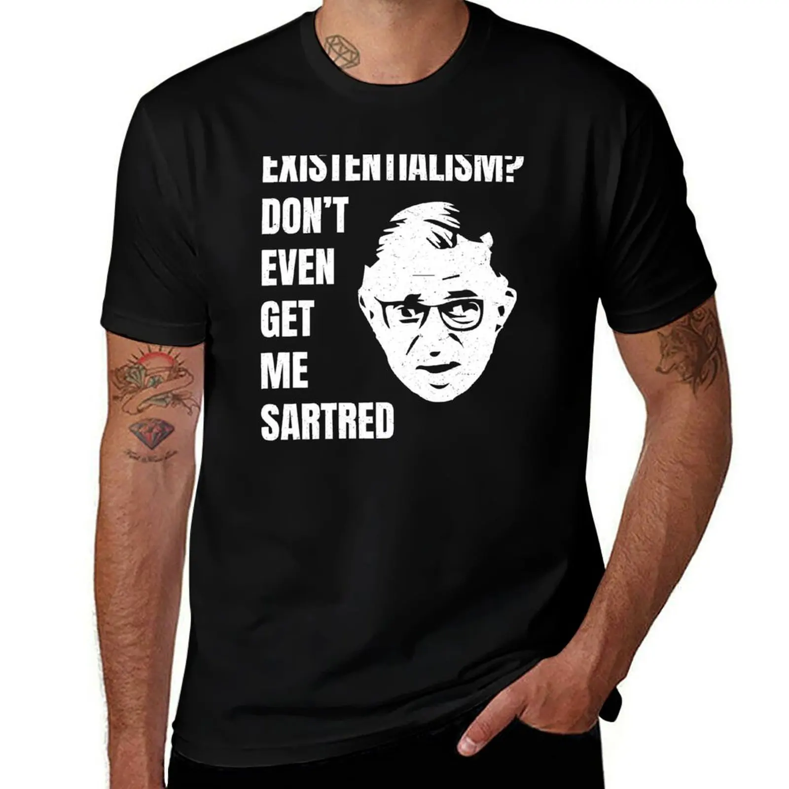 Jean-Paul Sartre - Existentialism T-Shirt Utility Work Short Sleeve Top T-Shirt