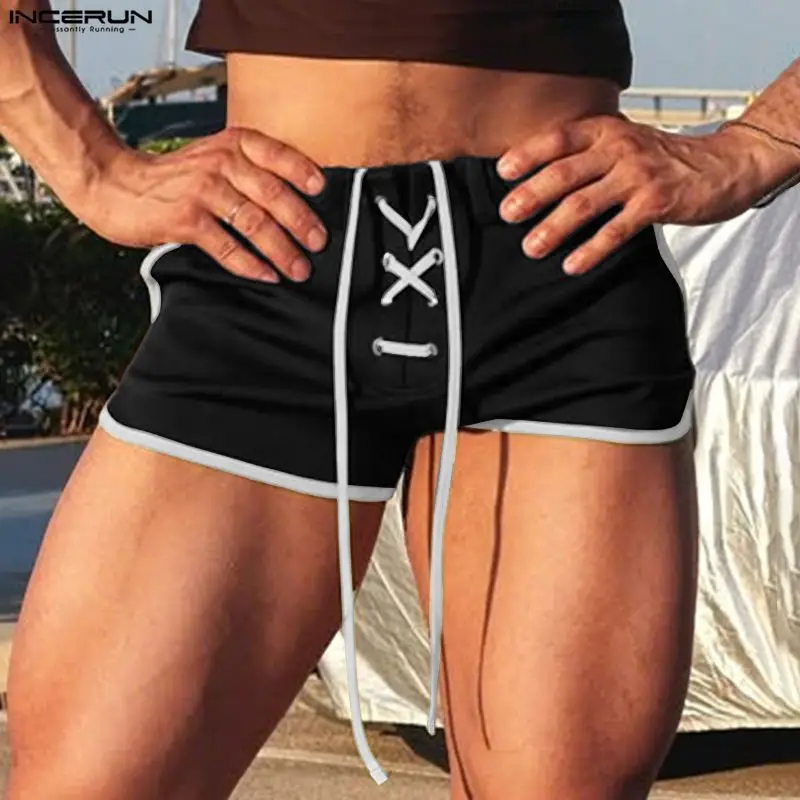 INCERUN Herren-Shorts, Patchwork-Jogger, Sommer, lässige Herren-Unterteile, Streetwear, Schnür-Workout-Shorts, 2026, Farbblock-Shorts für Herren, S-5XL