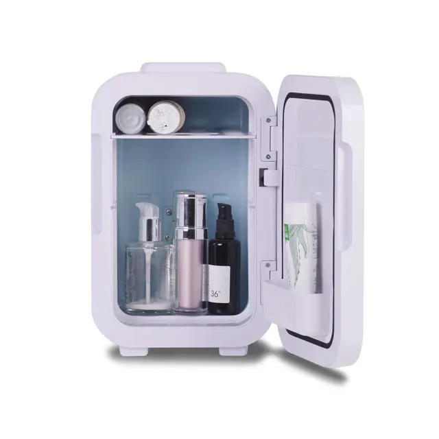 Przenośna lodówka kosmetyczna z lustrem LED o pojemności 8 litrów - mini lodówka kosmetyczna do pielęgnacji skóry, makijażu i użytku domowego na biurku