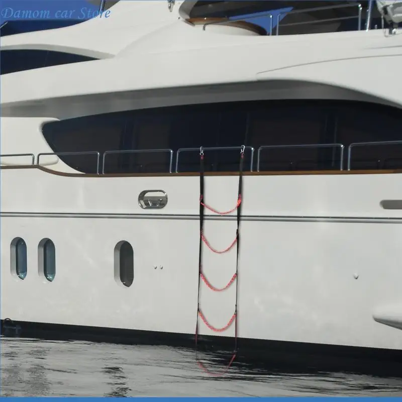 Escada de embarque inflável portátil para barco, equipamento para iate, barco a motor de caiaque, 3/4/5 degraus, escada de nylon portátil reutilizável para barco