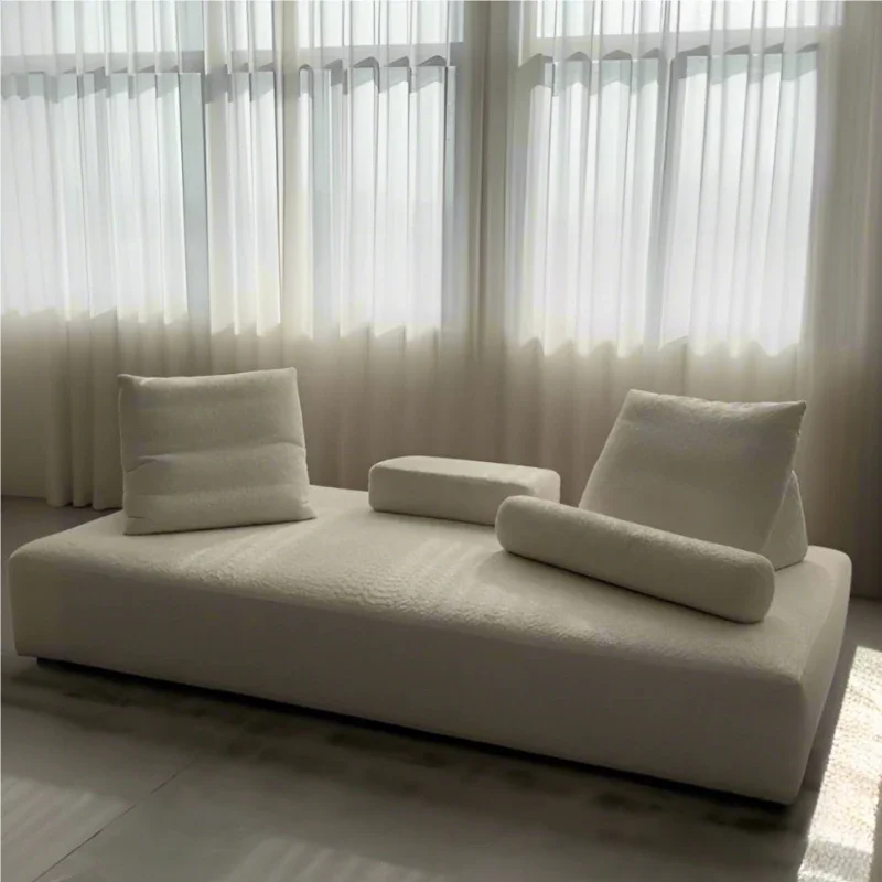 Modern simple double-sided fabric sofa living room removable and washable without armrests