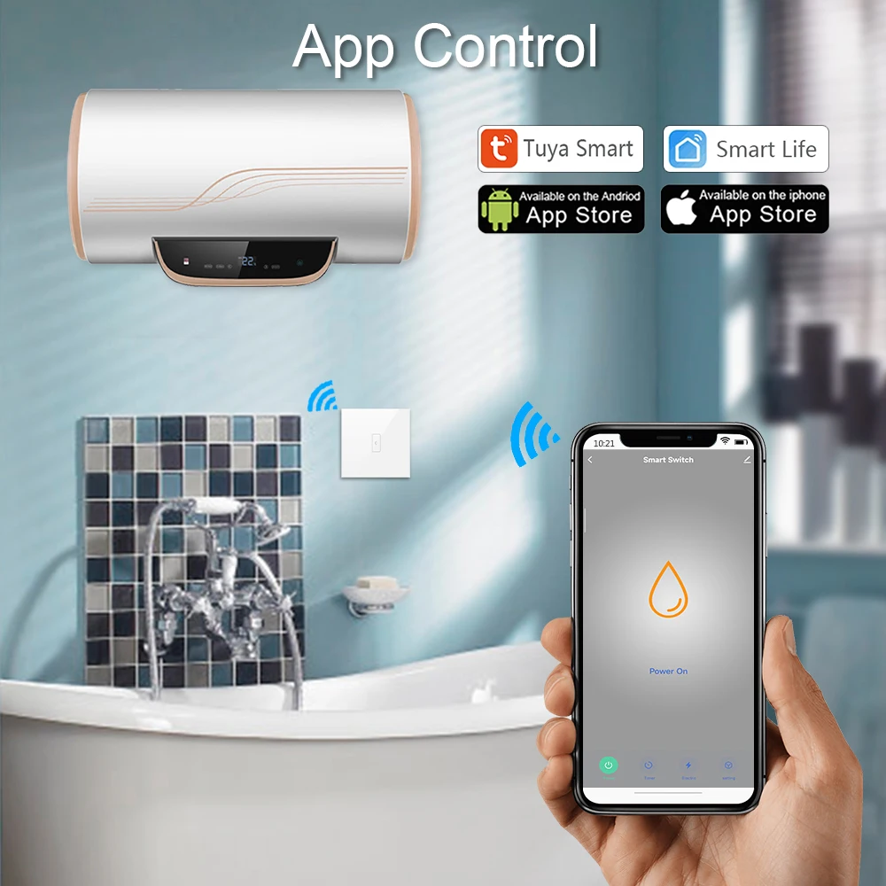 EU WiFi Boiler Water Heater Switch 4400W Tuya Smart Life App Remote Control ON OFF Timer Voice Control Google Home Alexa Echo