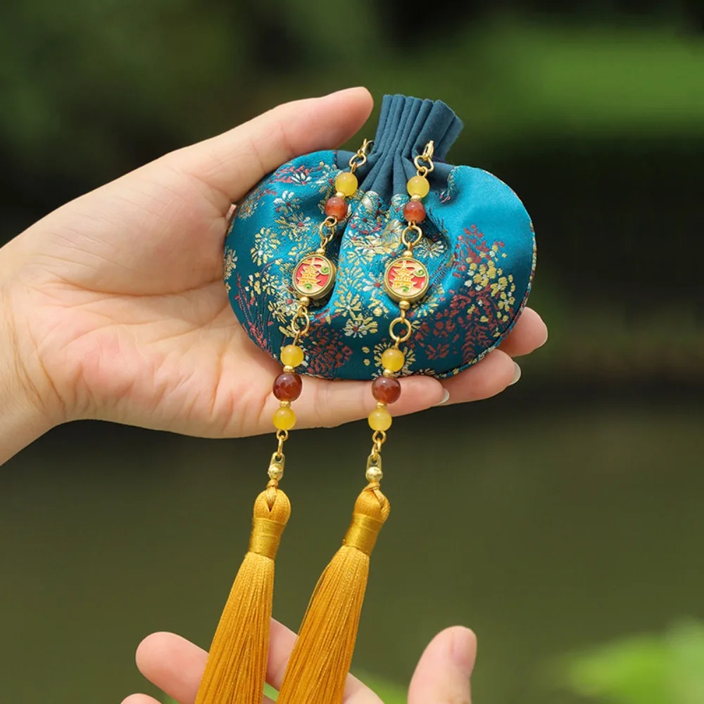 Empty Chinese Style Cloth Sachet Embroidery Jewelry Bag Tassel Storage Sachet Portable Exquisite Hanging Pouchperfume Bag
