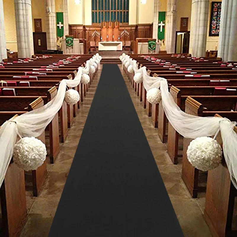 

Church Aisle Prayer Carpet, Black Non-woven Floor Mat, Holiday Outdoor, Wedding Event, Birthday Party, Long Corridor Runner