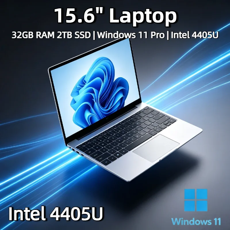 

Intel 4405U 15.6 Inch Laptop Windows 11 16GB RAM 2TB SSD Ultra Slim Gamer Notebook 1920x1080 Display Office Study Gaming PC