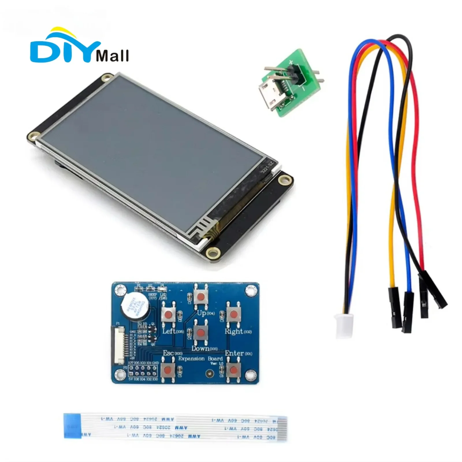 3.2'' USART HMI LCD Touch Display Screen 400*240 Screen Panel NX4024K032 with I/O Extended Expansion Board