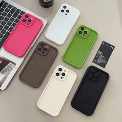 Luksusowe, miękkie etui na telefon w kolorze cukierkowym do iPhone'a 15 16 11 14 13 12 Pro Max 11 Plus Mini X XR XS Max 7 8Plus Wstrząsoodporny pokrowiec Bumper Cover