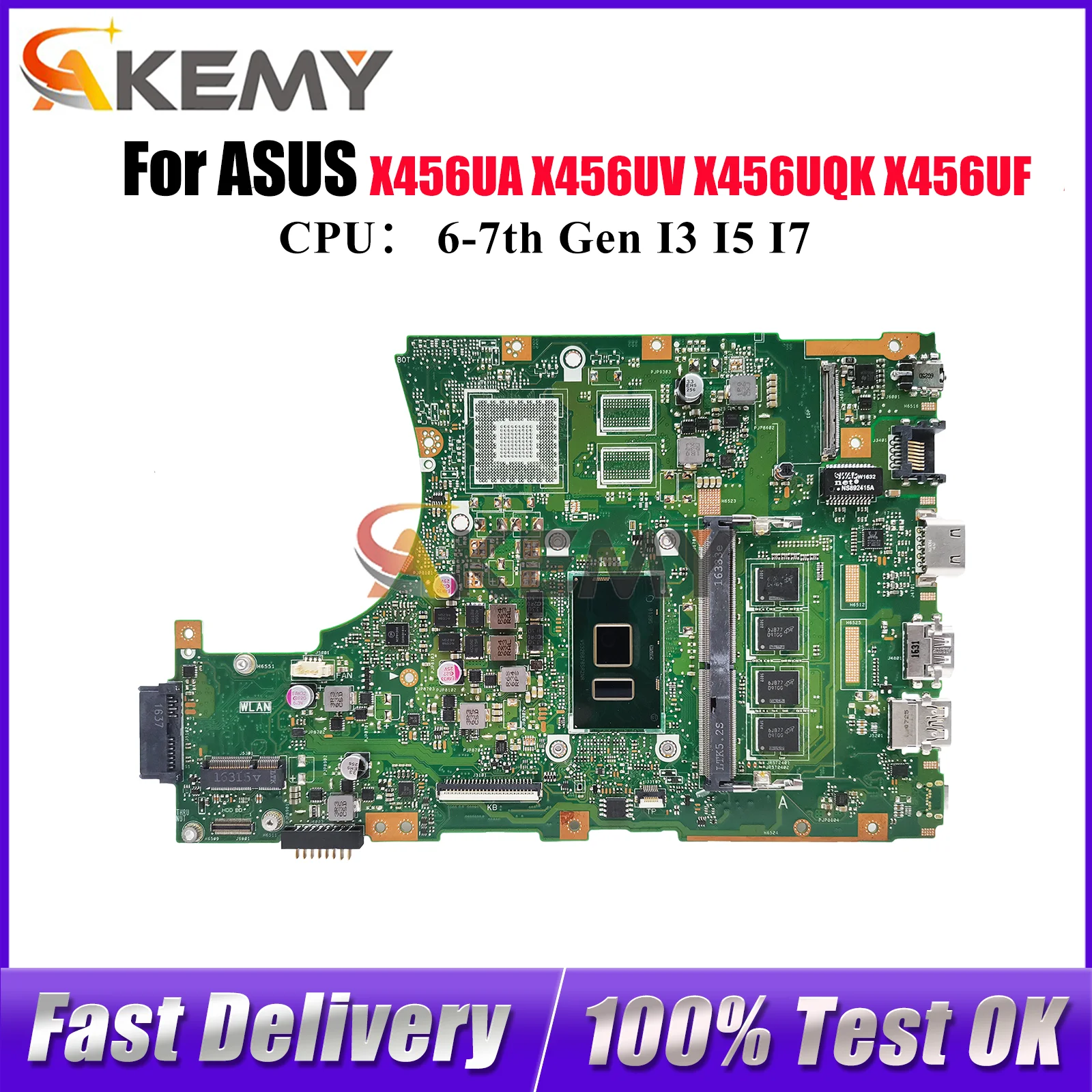 

X456UA Материнская плата для ноутбука ASUS VivoBook X456U X456UF R457U X456UB X456UQK F456U X456UVK A456U Материнская плата с процессором I3 I5 I7
