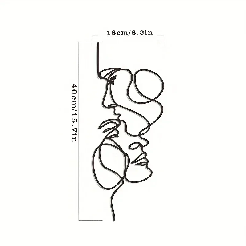 금속 벽 예술 미니멀리스트, 페이셜 라인 장식, 추상 다리미 벽 조각, 모던 블랙 홈 행잉 벽 예술 장식