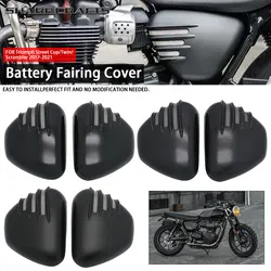 2X Motorcycle ABS Plastic Battery Side Fairing Covers Guard Protector For Triumph Street Twin / Cup / Scrambler 2017-2021