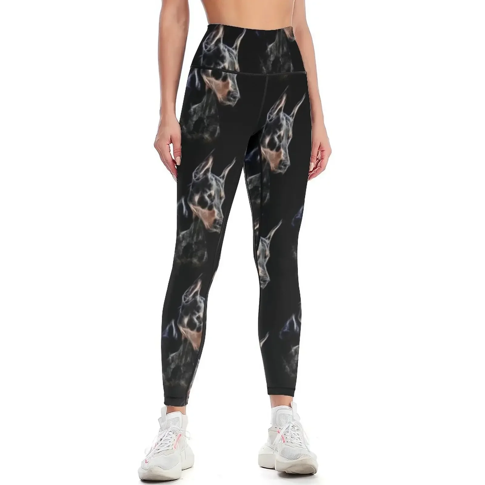Doberman Fractalius Modern Portrait Pincher Lover Leggings Ropa de golf Ropa deportiva para mujer Leggings para mujer