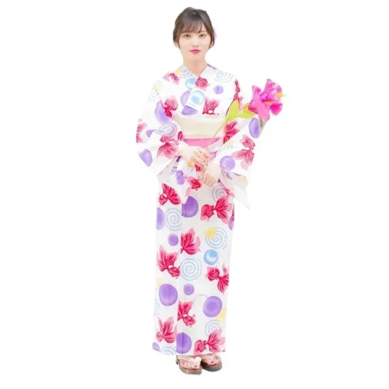 

Цияпонское кимоно юката, женское традиционное деловое стильное кимоно из чистого хлопка, цветочная сборка, туристическая фотография