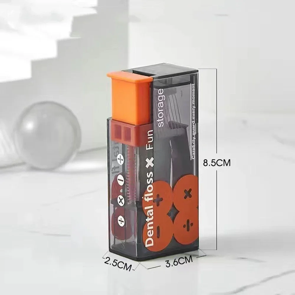 Portable Floss Dispenser Includes 10Pcs Floss Automatic Ejectable Floss Organiser Oral Care Press-on Disposable Flossing Sticks