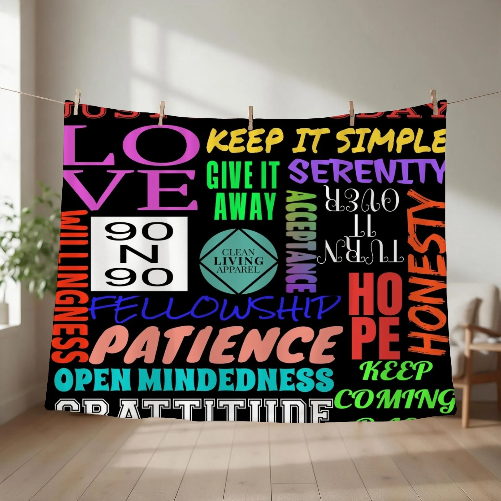 Spiritual Principles of 12 Step Recovery Program NA AA Throw Blanket couch cozy soft plush fuzzy picnic outdoor blanket