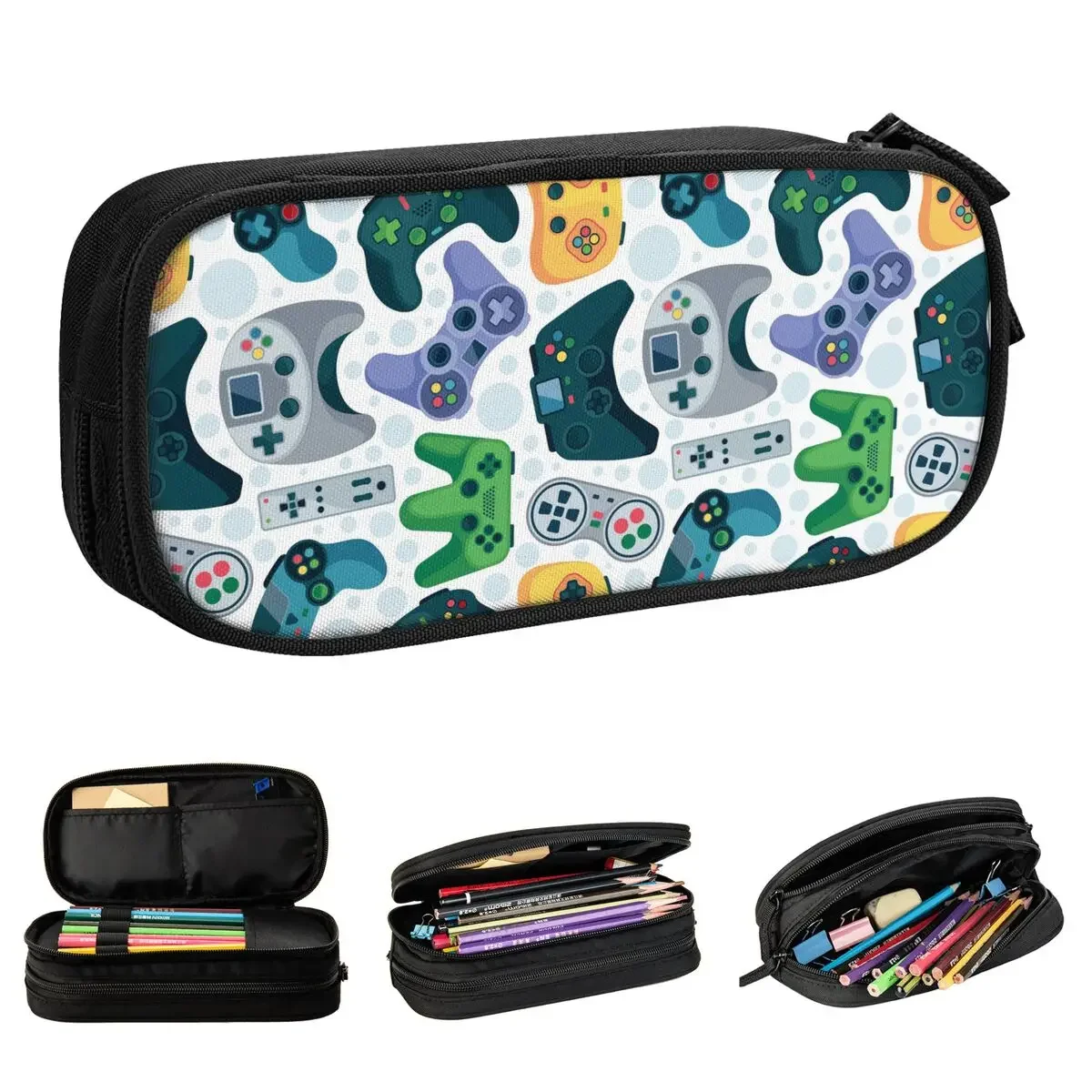 New Cartoon Game Console Pattern Pencil Cases Pencil Box Pen Holder Kids Large Storage Bags Office Gifts Stationery