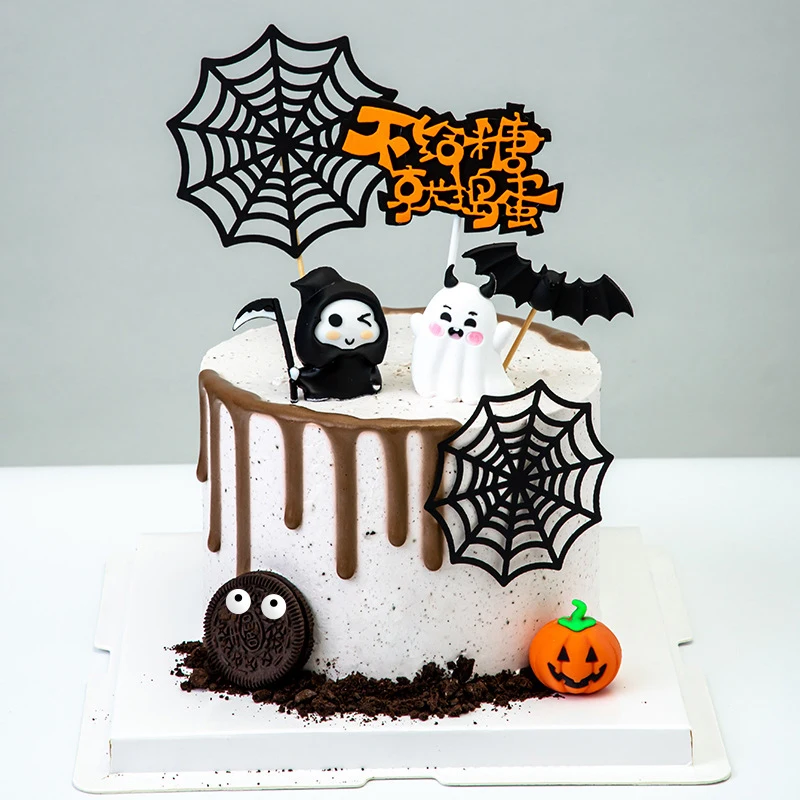 1/10pcs Happy Halloween Cake Toppers Cartoon Pumpkin Ghost Bat Black Cat Halloween theme Party Decor forniture di compleanno